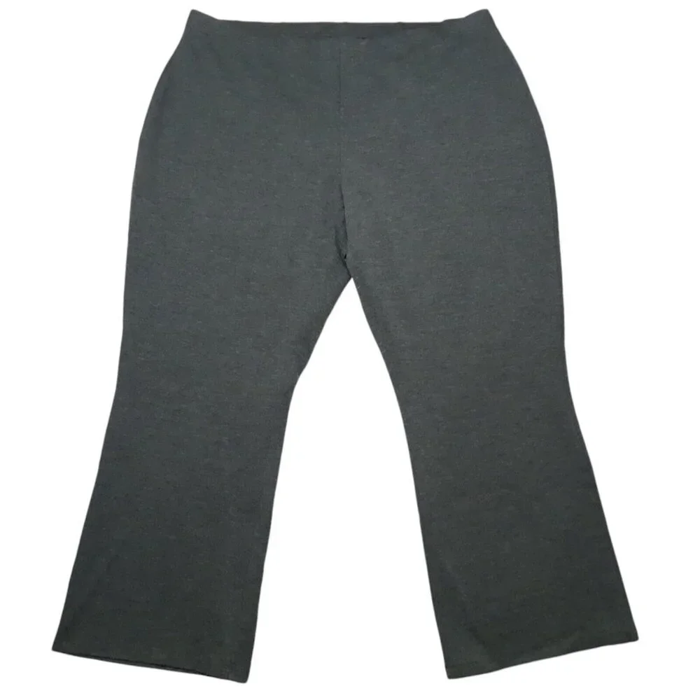 Dialogue Trouser Pants Womens Plus 2X Gray Elastic Waist Stretch Heather - Picture 1 of 12